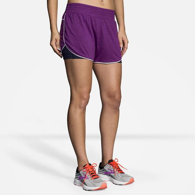 Brooks Rep 3 2-in-1 Womens Running Shorts - Purple - Indonesia (VACE-49812)